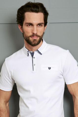 White Premium Woven Collar Polo